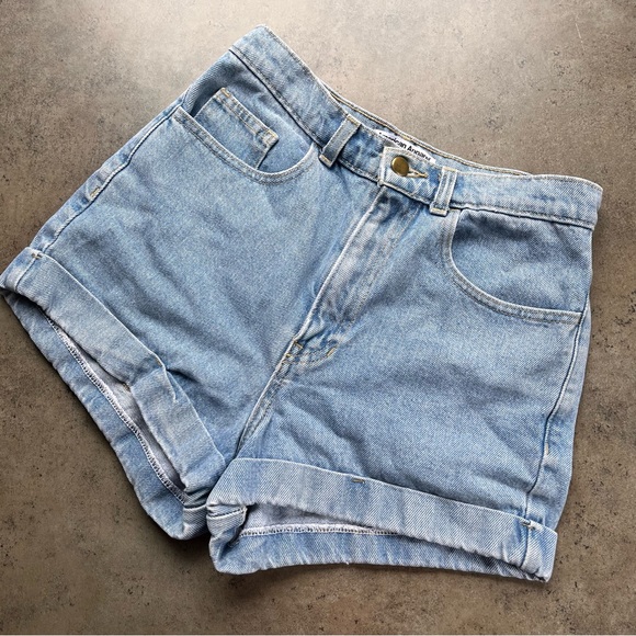 American Apparel Pants - American Apparel High Waisted Denim Cuffed Shorts